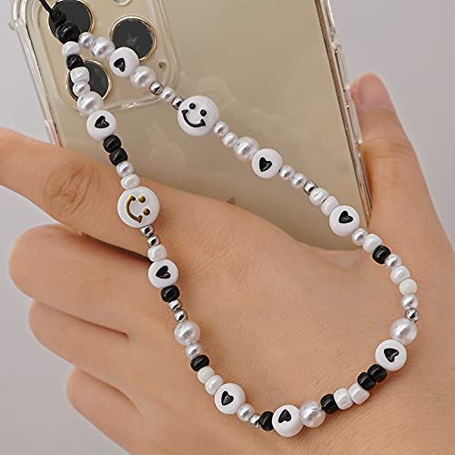 PTNKUIIY Handy Lanyard Anti-Verlorene Handykette，Böhmische Bunte Perlen Telefon Kette Strap Handyanhänger Smiley Gesicht Handy Straps Mobile Handy Schmuck Perlen Anhänger Hängen Chian für Frauen von PTNKUIIY