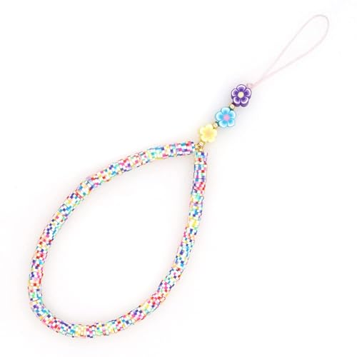 PTNKUIIY Handy Lanyard Anti-Verlorene Handykette，Böhmische Bunte Perlen Telefon Kette Strap Handyanhänger Smiley Gesicht Handy Straps Mobile Handy Schmuck Perlen Anhänger Hängen Chian für Frauen von PTNKUIIY