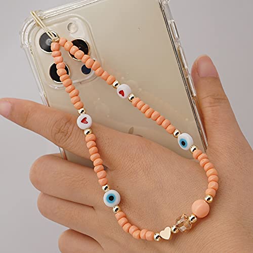 PTNKUIIY Handy Lanyard Anti-Verlorene Handykette，Böhmische Bunte Perlen Telefon Kette Strap Handyanhänger Smiley Gesicht Handy Straps Mobile Handy Schmuck Perlen Anhänger Hängen Chian für Frauen von PTNKUIIY