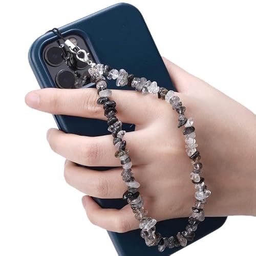 PTNKUIIY Handykette Bunt Handyanhänger, Gradient Natürlicher Kristallstein Kies Handykette Perlen Kette Telefon Lanyard Handy Charm Telefonkette Handyschmuck Handschlaufe Anhänger Kette Für Frauen von PTNKUIIY