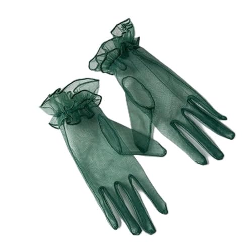 PTNKUIIY Hochzeit Braut Handschuhe,Tüll Kurze Vintage Abendhandschuhe Opern Party Handschuhe Sommer Sonnenschutz Transparent Netzstoff Mesh Handschuhe Damen Fasching Kostüm Accessoires,Grün von PTNKUIIY