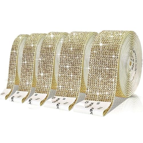 PTNKUIIY Kristall Strass Diamant Band,3 Yard * 1cm Breite Selbstklebendes Kristall Diamant Bänder Aufkleber Bling Strassband für Telefon Dekoration DIY Kunsthandwerk Basteln Projekt -Gelb von PTNKUIIY