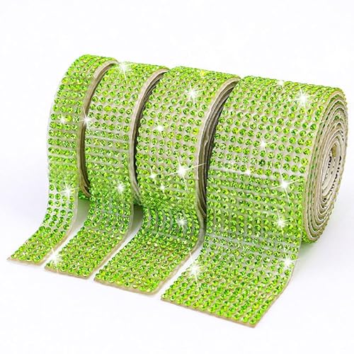 PTNKUIIY Kristall Strass Diamant Band,3 Yard * 1cm Breite Selbstklebendes Kristall Diamant Bänder Aufkleber Bling Strassband für Telefon Dekoration DIY Kunsthandwerk Basteln Projekt -hellgrün von PTNKUIIY