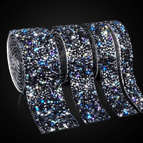 PTNKUIIY Kristall Strassband Rolle Selbstklebende,3 Yard * 20mm Harz Diamant Band Selbstklebendes Strass Bling Band Diamant Dekoration Aufkleber für Auto Handwerk Hochzeit Dekoration -Schwarz von PTNKUIIY