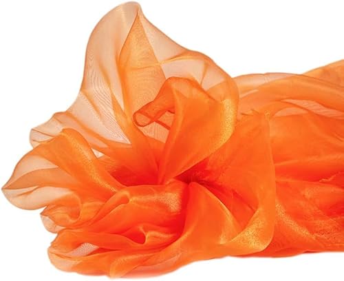 PTNKUIIY Organza Stoffe zum Nähen 150cm x 1m Tüllstoff Glitzer Garn Tüll Deko Stoffe Deko-Stoff Kostümstoff für DIY Bekleidung & Deko Hochzeit Tischedeko Geschenk Bogen Gardine Vorhänge -orange von PTNKUIIY