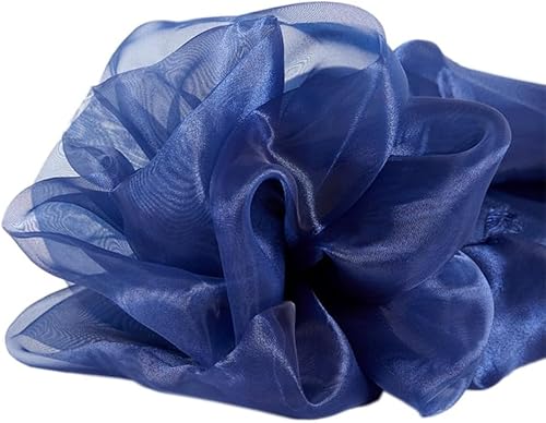 PTNKUIIY Organza Stoffe zum Nähen 150cm x 2m Tüllstoff Glitzer Garn Tüll Deko Stoffe Deko-Stoff Kostümstoff für DIY Bekleidung & Deko Hochzeit Tischedeko Geschenk Bogen Gardine Vorhänge -dunkelblau von PTNKUIIY