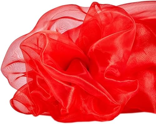 PTNKUIIY Organza Stoffe zum Nähen 150cm x 2m Tüllstoff Glitzer Garn Tüll Deko Stoffe Deko-Stoff Kostümstoff für DIY Bekleidung & Deko Hochzeit Tischedeko Geschenk Bogen Gardine Vorhänge -Rot von PTNKUIIY