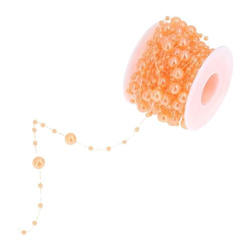 PTNKUIIY Perlengirlande 10M Perlenband Perlenkette Weihnachtskette Künstliche Perle Draht DIY Perlenband für Hochzeits Brautstrauß,Partydekoration Partydeko Geburtstag Taufe Tischdeko -Orange von PTNKUIIY