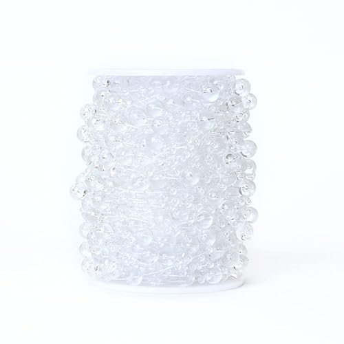 Perlengirlande,30m Perlenkette Deko Perlenband Trim Perlenschnur Geschenkband Dekoband mit Angelschnur Kunstperlen Perlenkette für DIY Handwerk Hochzeit, Brautstrauß, Partydekoration,Transparent von PTNKUIIY