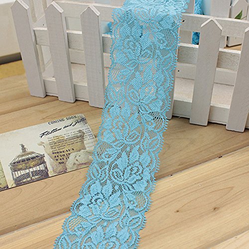 puak523 Elastische Spitze Trim Vintage Stil Blume Spitze Band Trim DIY Kunsthandwerk Weich Wunderschöne Spitze Nähen Brautkleid Rock Gurt für Kleidung Decor, hellblau, Free Size von PUAK523