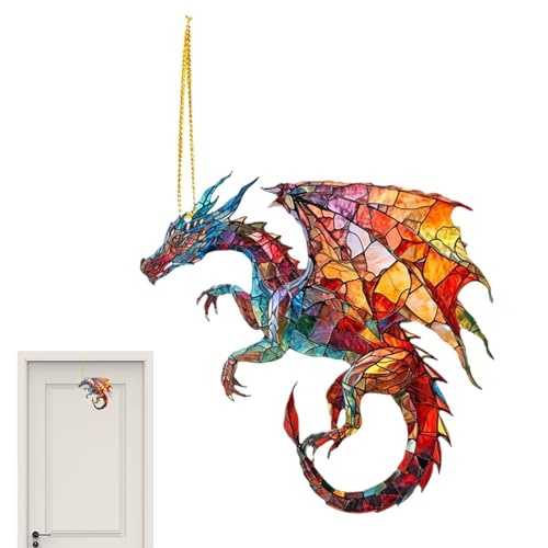 Drache Acryl Anhänger Dekoration | Künstlerischer Drache Acryl Anhänger | Multifunktionale Wandkunst für Balkon, Fenster, Wand, Veranda und Garten von PUCHEN