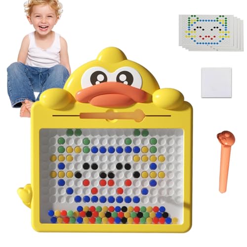 Magnetisches Punktbrett, magnetisches Zeichenbrett | Magnetischer Zeichenblock mit Cartoon-Ente und Punktperlen,Vorschulspielzeug, magnetisches Punkt-Zeichenbrett, Reisespielzeug für und Mädchen von PUCHEN