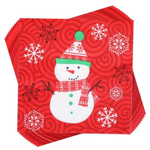 Weihnachten Schneemann Papierservietten, Deko Papierservietten - mit Schneemann Design, Handserviette Handtuch für Fingerspitzen Handtücher von PUCHEN