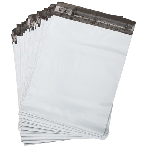 PUCSIQ 100 Stuck Weiß selbstklebend und blickdicht Plastik Versandbeutel 22,9x33,5 cm ，Versandtaschenbend Kunststoff für Den Warenversand Logistische Sendungen Versand von Kleidung und Textilien von PUCSIQ