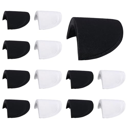 PUERFOCA 10 Paar Schulterpolster Shoulder Pads, Schaumstoff Schulterpolster für Damen und Herren Blazer Jacken Anzug,Dicke 1.2 cm Schwammpolster Nähen für Blazer, Anzug, T-Shirt (Weiß, Schwarze) von PUERFOCA