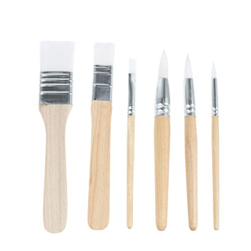 PUJIANA Pinsel-Set, Reinigungsmittel-Set, 6-TLG. Nylon-Pinsel-Set, Holz-Kurzpinsel von PUJIANA