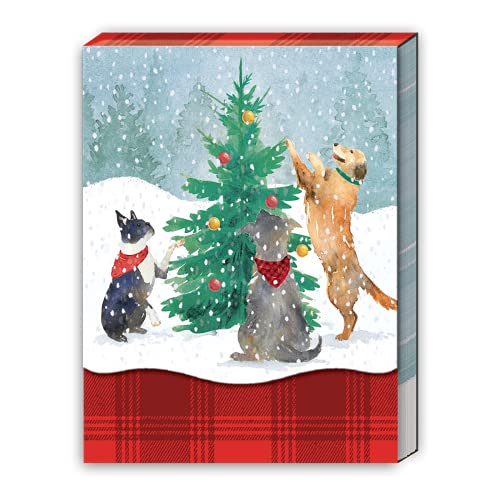 Punch Studio 46775 Notizblock mit Weihnachtsmotiv, Motiv Weihnachtsbaum/Hunde von PUNCH STUDIO