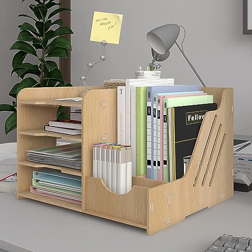 PUNCIA Dokumentenablage A4 Briefablage Ablagefächer Holz Schreibtisch Datei Organizer Papierablage Aktenaufbewahrung Ablagesystem Dokumentenhalter Ordner für Büro Arbeitszimmer Schule Office von PUNCIA