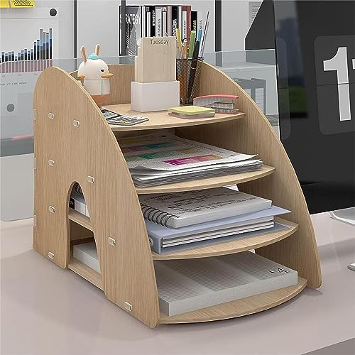 PUNCIA Dokumentenablage A4 Briefablage Ablagefächer Holz Schreibtisch Datei Organizer Papierablage Aktenaufbewahrung Ablagesystem Dokumentenhalter Ordner für Büro Arbeitszimmer Schule Office von PUNCIA