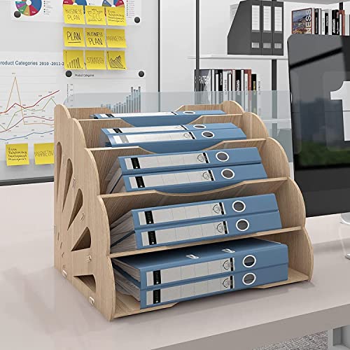 PUNCIA Dokumentenablage A4 Briefablage Ablagefächer Holz Schreibtisch Datei Organizer Papierablage Aktenaufbewahrung Ablagesystem Dokumentenhalter Ordner für Büro Arbeitszimmer Schule Office von PUNCIA