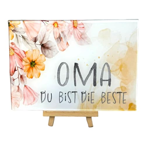 Acrylbild Oma, Du Bist Die Beste - 15x21 cm mit Eleganter Staffelei - Geschenk und Deko für Großmütter zu Geburtstagen und Besonderen Anlässen. Geschenk Oma, Dankeschön, Danke sagen von PURESIZE