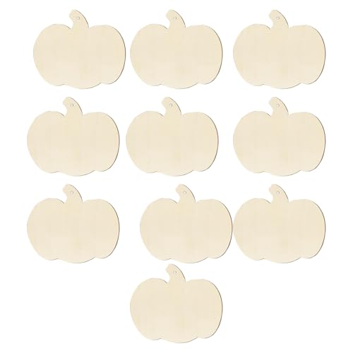 Set mit 10 Rohlingen aus Holz in Kürbisform, Anhänger für Herbst, saisonale Dekoration, unlackierbare Plaketten, Halloween-Ornament von PURFUU