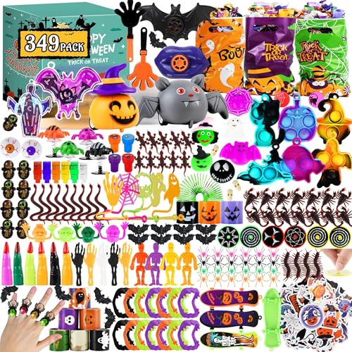 PURPERCAT Halloween-Partyzubehör, 349 Stück, Halloween-Leckereien, Spielzeug in Großpackung, für Halloween-Piñata-Füllstoffe, Halloween-Partyzubehör, Schatzbox-Spielzeug von PURPERCAT