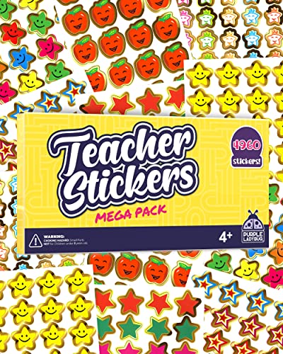 Lehrer Sticker für Kinder Mega Pack von Purple Ladybug, 4960 Belohnungs & Incentive Aufkleber für Lehrer, Klassenzimmer & Schule Bulk Use! Kleine Geschenke für Kinder, Smiley & Sternaufkleber! von PURPLE LADYBUG