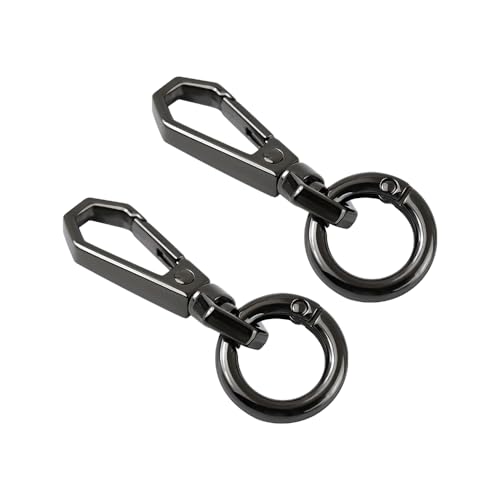 2 Sets Drehverschluss-Clip, Metall-Karabinerhaken, doppelte Öffnung, Schlüsselanhänger-Clip mit Schlüsselring für Bastelarbeiten, Schmuckverschlüsse, Schlüsselbandherstellung (schwarz) von PUTNPC