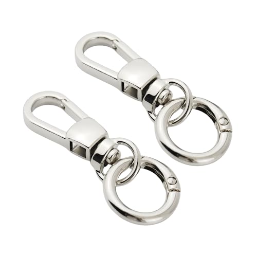 PUTNPC Karabinerverschluss aus Metall mit Schlüsselring, Schlüsselanhänger-Ringe zum Basteln, Schlüsselschmuck, Bastelarbeiten, Schlüsselband-Clips, Karabinerhaken, Drehverschlüsse, 2 Packungen von PUTNPC