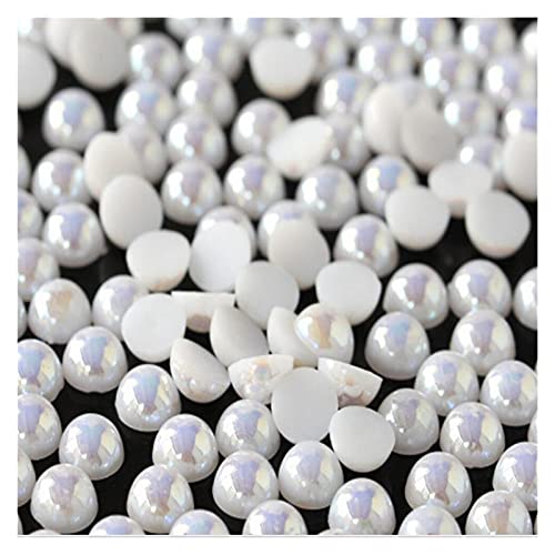 DIY für Perlen Perle Perlen, Flache Rückseite Perle, Lose 1,5 mm 12 mm Weiß AB Farbe DIY Halbrunde Flatback Perlen Kunststoff Nachahmung Halbperle for Nageldekoration (Color : 6mm 5000pcs) (Color : 3 von PUTOVA