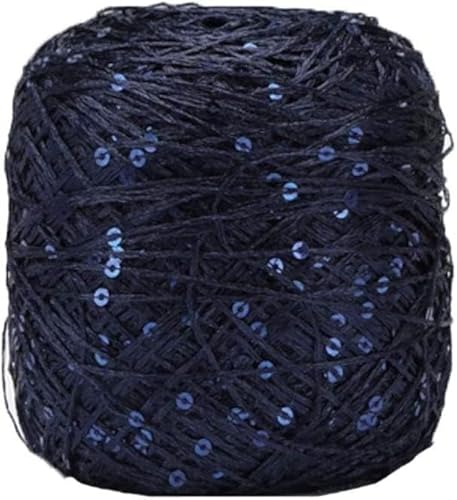 PUTOVA Handgewebe. 100 g/200 g Paillettengarn, Glitzergarn, Paillettengarn, Accessoires, Fantasy-Garn, Polyestergarn, Spitzengarn (Farbe: Rosa, Größe: 100 g) (Color : Colorful Navy Blue, Size : 100g) von PUTOVA