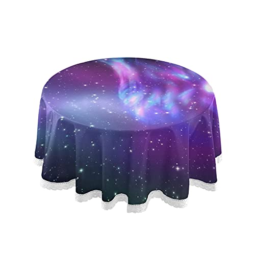 PUXUQU Galaxis Wolf Tischdecke für Garten, Home Kitchen Picknick Party, 150 cm rund von PUXUQU