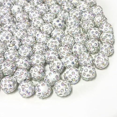 120 Stück Strass-Perlen zur Schmuckherstellung, 10 mm, bunt, glitzernde Ton-Kristallperlen, Disco-Glitzerperlen für Stifte, Handwerk, Armband, Halskette, Ohrringe und Weihnachtsdekoration von PUYTTENPP