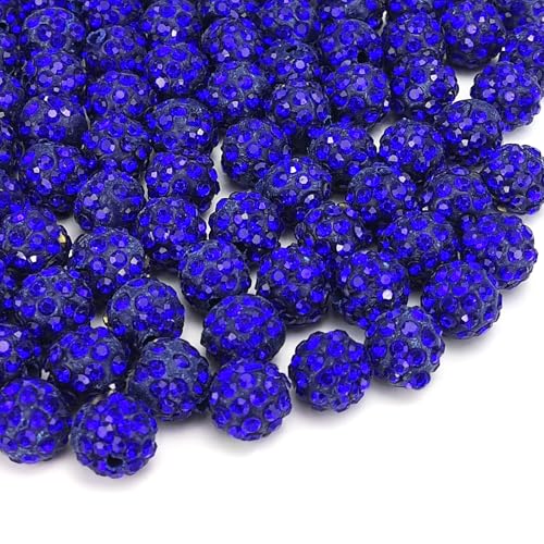 120 Stück Strass-Perlen zur Schmuckherstellung, 10 mm blaue Ton-Strassperlen, glitzernde Strassperlen zum Basteln, für Armbänder, Halsketten, Ohrringe und Weihnachtsdekorationen von PUYTTENPP