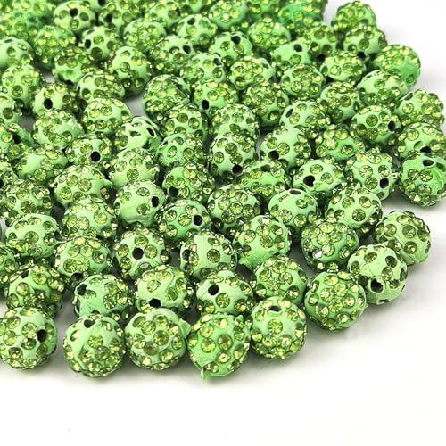 120 Stück Strass-Perlen zur Schmuckherstellung, 10 mm grüne Ton-Strassperlen, glitzernde Strassperlen zum Basteln, für Armbänder, Halsketten, Ohrringe und Weihnachtsdekorationen von PUYTTENPP