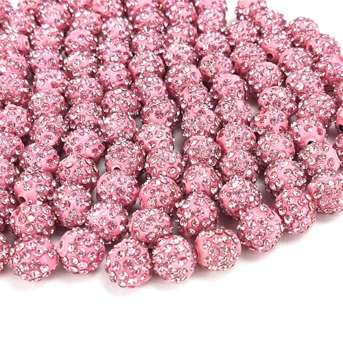 120 Stück Strass-Perlen zur Schmuckherstellung, 10 mm rosa Ton-Strassperlen, glitzernde Strassperlen zum Basteln, für Armbänder, Halsketten, Ohrringe und Weihnachtsdekorationen von PUYTTENPP