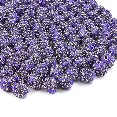 120 Stück Strassperlen zur Schmuckherstellung, 10 mm, violette Ton-Strassperlen für Bastelarbeiten, Armbänder, Halsketten, Ohrringe und Weihnachtsdekorationen von PUYTTENPP