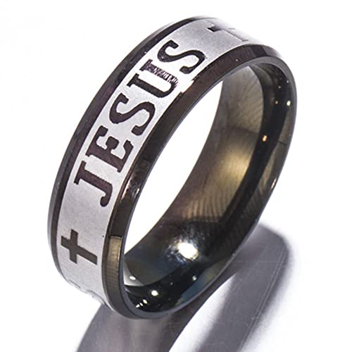 PUYYDS Jesus Brief Ring Männer Titan Edelstahl Gold Schwarz Silber Farbe Kreuz Ringe Für Frauen Herren Kreuz Paar Schmuck Geschenk von PUYYDS