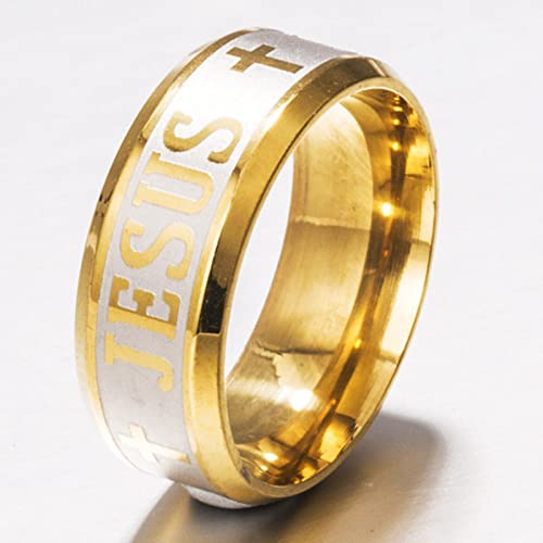 PUYYDS Jesus Brief Ring Männer Titan Edelstahl Gold Schwarz Silber Farbe Kreuz Ringe Für Frauen Herren Kreuz Paar Schmuck Geschenk von PUYYDS