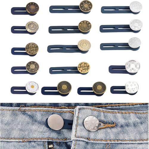 16 Stück Hosenbunderweiterung, Hosenknopf Verlängerung, Hosenerweiterung Schwangerschaft, Hosenknopf, Jeans Knöpfe, Hosenbundverlängerung, Knopf Erweiterung Hose von PVFZXS