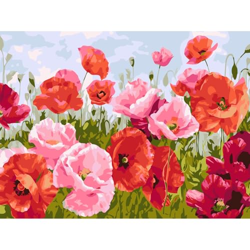 PVOODIRE Malen Nach Zahlen Erwachsene,Malen Nach Zahlen ab 9 Jahre Mädchen, Malen Nach Zahlen Blumen Kits für Home Wall Decor 30x40cm von PVOODIRE