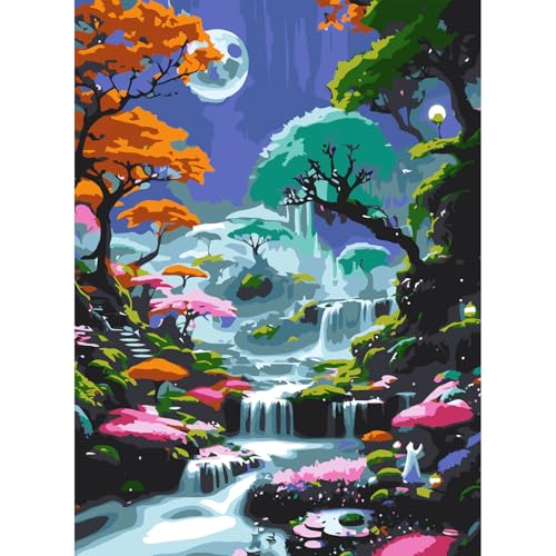 PVOODIRE Malen Nach Zahlen Erwachsene,Malen Nach Zahlen ab 9 Jahre Mädchen, Malen Nach Zahlen Landschaft Kits für Home Wall Decor 30x40cm von PVOODIRE