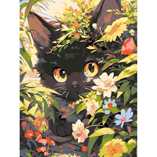 PVOODIRE Malen Nach Zahlen ab 9 Jahre Mädchen,Malen Nach Zahlen Erwachsene, Malen Nach Zahlen Erwachsene Katze Kits für Home Wall Decor 30x40cm von PVOODIRE