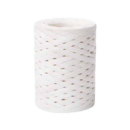 PW TOOLS Bast Papier Bänd, Bastgarn Zum Häkeln, 150 Raffiabast Papierband, Bast Raffia Natur Papier Packschnur, für Geschenkverpackung, Weben, Dekoration und Gärtnern von PW TOOLS