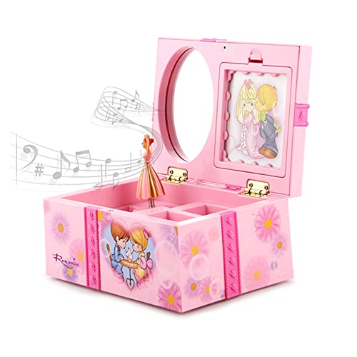 PW TOOLS Musik Schmuckschatulle Ballerina Spieluhr Tischplatte Schmuck Aufbewahrungsbox Organisation Fall Wind Up Melodie Box mit Spiegel für Kinder Mädchen Geburtstagsgeschenk Rosa von PW TOOLS