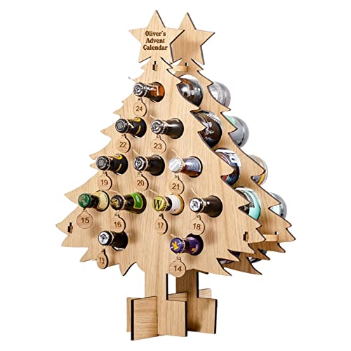 PW TOOLS Wein Adventskalender 2022 für Erwachsene | 24 Tage Holz Weihnachts Adventskalender Weinflaschenregal | Weihnachts Countdown Dekoration für Zuhause oder Büro, 40 x 30 cm von PW TOOLS