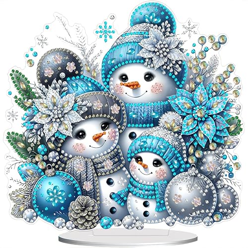 PWCTNT Diamond Painting Weihnachten,Tischdeko Weihnachten,DIY Schneemann Bastelset Diamond Painting Weihnachten Winter Stehend Ornaments 5D Weihnachten Deko,Bastelset Weihnachten für Hausgeschenk (1) von PWCTNT