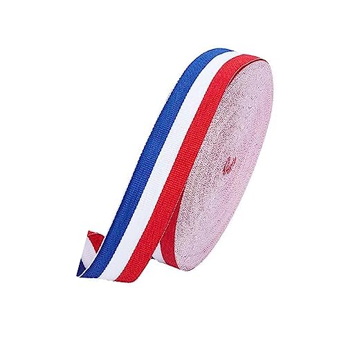 10 Meter Rot Weiß Blau Geschenkband, Medaillenband für Hochzeitsdekoration Geschenkverpackung und Nationale Feierlichkeiten Patriotisches Banne (10M X 20MM) von PWHUYJLEY