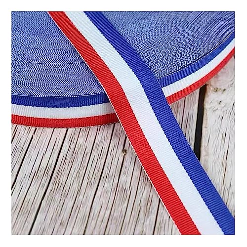 10 Meter Rot Weiß Blau Geschenkband, Medaillenband für Hochzeitsdekoration Geschenkverpackung und Nationale Feierlichkeiten Patriotisches Banne (10M X 40MM) von PWHUYJLEY